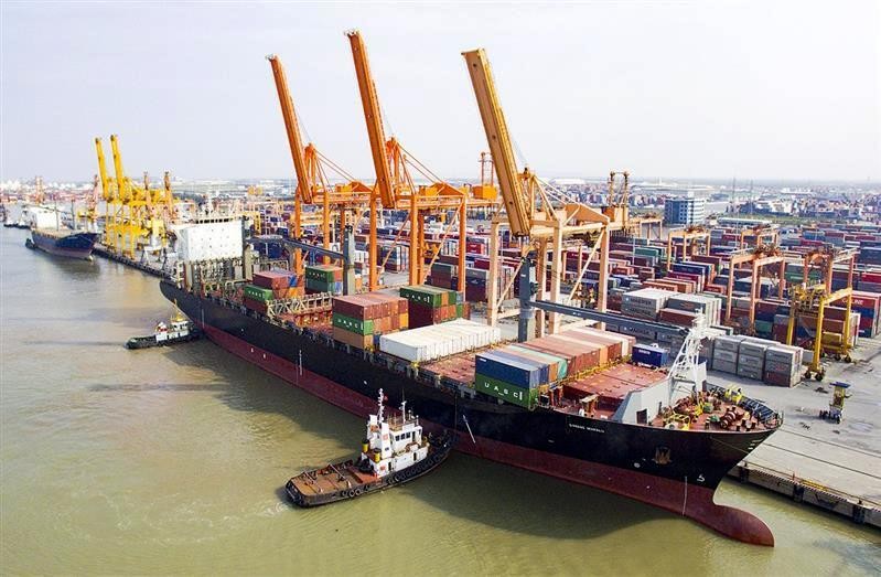 Tàu container cở lớn cập cảng Hải Phòng - (Ảnh Đình Vũ))