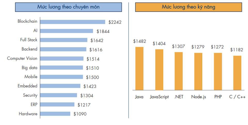 Mức lương của kỹ sư CNTT tại Viêt Nam là bao nhiêu? | Lương trung bình kỹ sư có chuyên môn Blockchain, AI là 2.242 USD và 1.844 USD